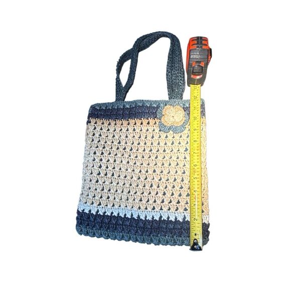 Handmade Women's Multicolor Colorblock Crochet Tote Bag Medium NWOT - Picture 5 of 6